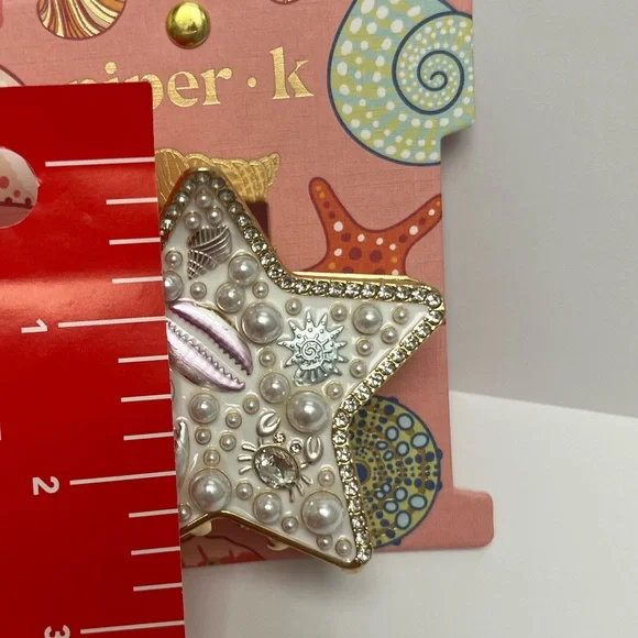 NWT ⚜️🤍⚜️ Piper K Gorgeous Starfish Hair Clip with Seashells and Pearls - Picture 12 of 15